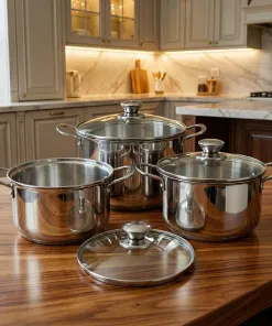Bộ Nồi 3 Món Inox Cao Cấp 430 Thân Bầu