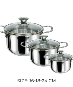 Bộ Nồi 3 Món Inox Cao Cấp 430 Thân Bầu 14 Bộ Nồi 3 Món Inox Cao Cấp 430 Thân Bầu -size